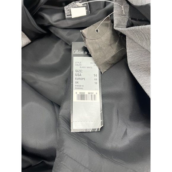 Le Suit pant suit 14 black white button front lined shoulders pads straight leg - Picture 11 of 14